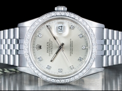 Rolex Datejust 36 Argento Jubilee Silver Lining Bezel Diamonds 16234